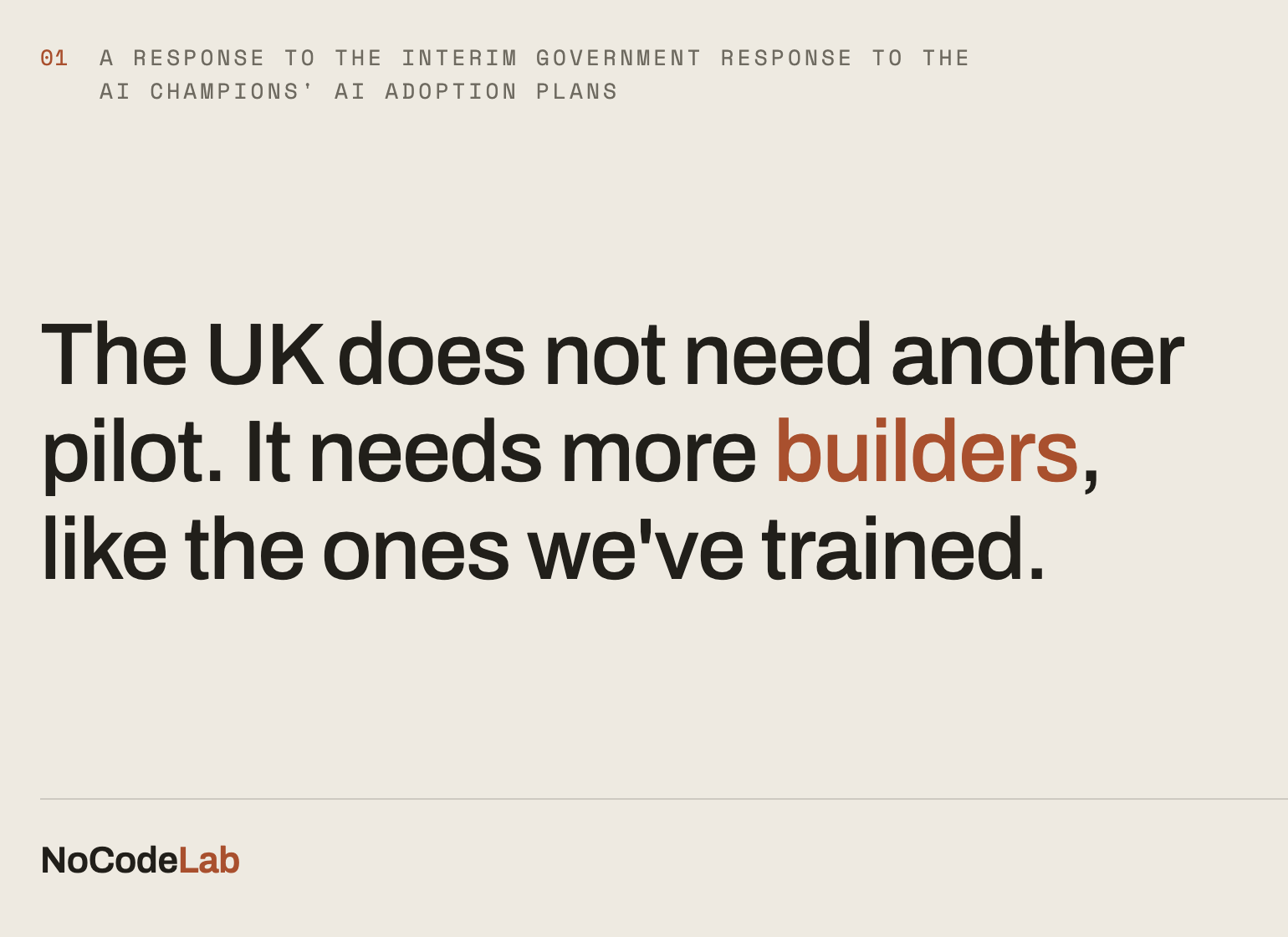 The UK Does Not Need Another Pilot. It Needs More Builders Like the Ones We Have Trained.